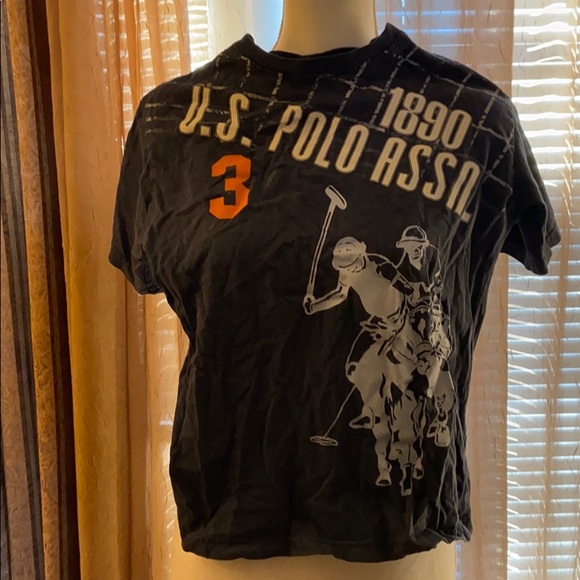 💞US POLO ASSN Blue T-shirt w/white orange print - Picture 5 of 6